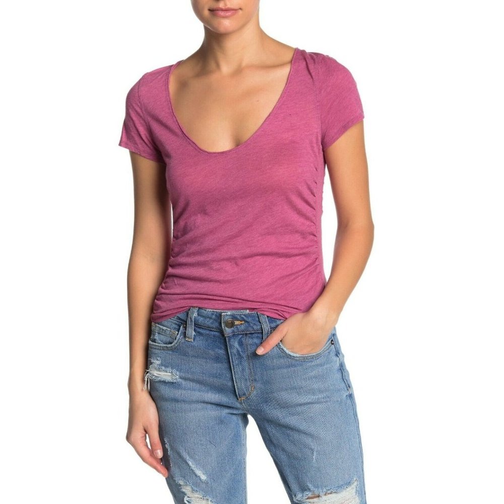Free People Cinched Sides Sonnet Tee Iris Wine X-Small - Picture 1 of 9